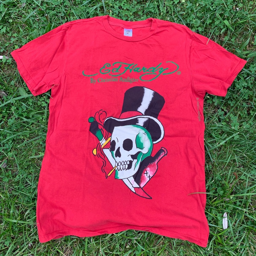 Don Ed hardy dagger skull liquor shirt sz M